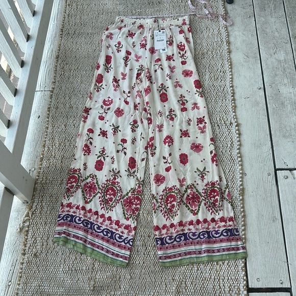NWT ZARA Floral High Waist Flowy Pants Size M - Picture 3 of 7